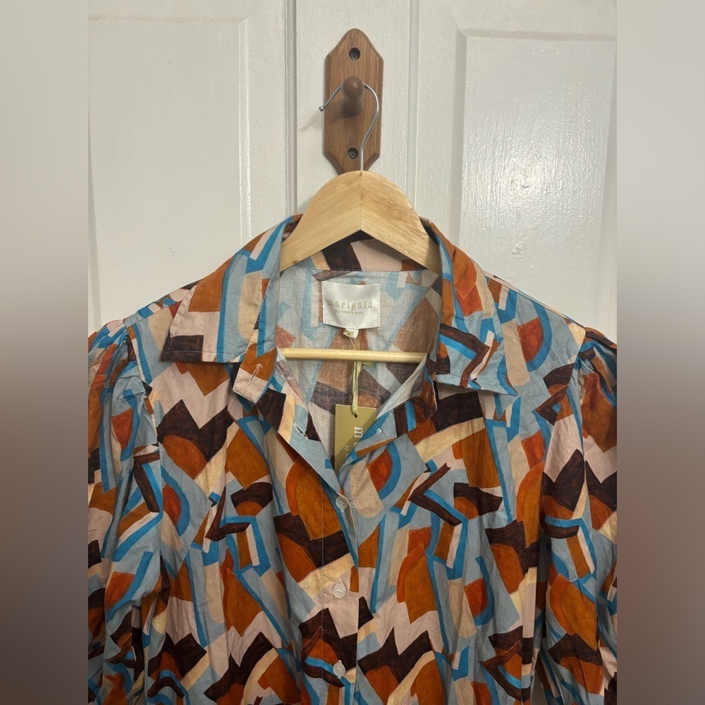 Marigold by Victoria Dunn Hurley City Scape Geometric Midi Dress Size Medium - Picture 4 of 11